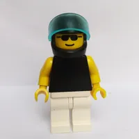 Man, Black Torso, White Legs, Black Helmet with Visor, Sunglasses