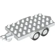 Duplo Trailer Flatbed 4 x 8 Studs with Hitch Ends and 4 White Wheels