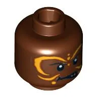 Minifig Head Cannibal, Yellow Face Paint Print [Blocked Open Stud]