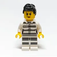 Criminal, Woman, Prison Shirt with #50382, Black Hair