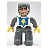Duplo Figure with Rounded Head with Dark Bluish Gray Legs, White Chest, Dark Bluish Gray Arms, Yellow Hands