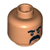 Minifig Head Kazim, Fu Manchu Moustache, Thick Eyebrows Print [Blocked Open Stud]
