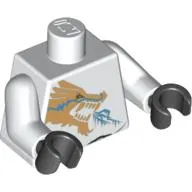 Torso Gold Dragon Front and Gold Lion and 'Zane' Back Print, White Arms, Black Hands