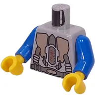 Torso Spacesuit with Gold Triangular Machinery and Belt Print, Blue Arms, Yellow Hands