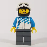Man, Racing Jacket, Black Helmet with White Snow Goggles