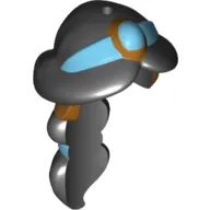 Hair Long with Hole on Top - Ponytail Braided with 2 Bands with Medium Azure Tiara and Gold Earrings Print