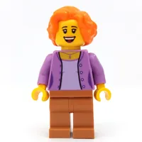 Woman, Open Medium Lavender over Lavender Shirt, Medium Nougat Legs, Orange Hair