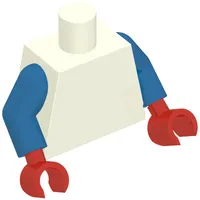 Torso Armor with Red and White Belt, Light Bluish Gray Armor, and White Star Print (SDCC Captain America), Blue Arms, Red Hands