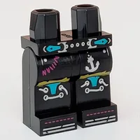 Hips and Black Legs with Silver Belt, White Anchor, Yellow/Dark Turquoise Knee Caps print