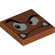 Tile 2 x 2 with Goomba Face Looking Right with Closed Mouth Print