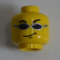Minifig Head Snap Lockitt, Glasses with Small Black Sunglasses, Smirk Print [Blocked Open Stud]
