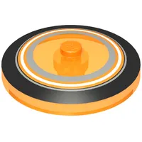 Dish 4 x 4 Inverted with Closed Stud [Radar] with Black, Orange, and Metallic Silver Circles Print