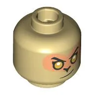 Minifig Head Monkie King, Gold Eyes, Medium Nougat Eyemask/Eyeshadow, Lopsided Grin/Surprised print