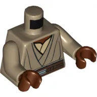 Torso Layered Robe over Tan Undershirt, Brown Belt Print (Mace Windu Clone Wars), Dark Tan Arms, Reddish Brown Hands