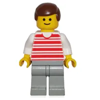 Man - Red/White Striped Shirt, White Arms, Light gray Legs