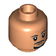 Minifig Head Bail Organa, Black Moustache, Thin Beard