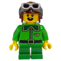 Elf / Postal Elf - Bright Green Torso, Green Legs, Aviator Hat