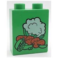 Duplo Brick 1 x 2 x 2 with Cauliflower, Peas and Potatoes Print