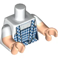 Torso, Dual Molded Arms, Dark Blue and Bright Light Blue Gingham Dress Print (Dorothy), White Sleeves Pattern, Light Nougat Arms and Hands
