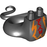 Lower Body with Tail with Red Asian Symbols, Orange Pattern print