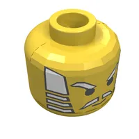 Minifig Head Ninja, White Hair, Eyebrows, and Moustache Print [Blocked Open Stud]