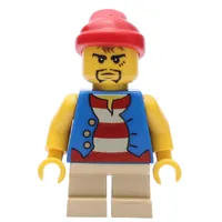 Pirate - Blue Vest, Short Tan Legs, Red Bandana