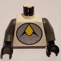 Torso Yellow/Silver Exploriens Logo Print, Dark Gray Arms, Black Hands