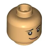 Minifig Head Natalie, Black Eyebrows, Nougat Lips, Pitiful Smirk / Open Mouth Surprised