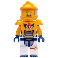 Astronaut, White Spacesuit, Bright Light Orange Armor and Helmet, Goatee