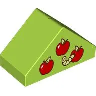 Duplo Brick 4 x 2 Double Slope 45° with Apples print