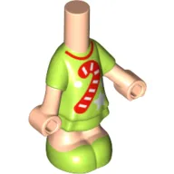 Microdoll Body Short Dress Lime with Red Candy Cane print, Light Nougat Arms and Legs