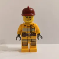 Fireman, Bright Light Orange Fire Suit, Dark Red Helmet