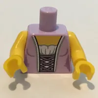 Torso Corset, White Blouse and Lavender Lace Up Back print, Yellow Arms and Hands