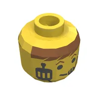 Minifig Head Rebel Pilot (Dutch Vander) / Aquanaut, Headset Over Smile, Red-Brown Hair & Eyebrows Print [Blocked Open Stud]