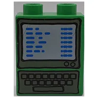 Duplo Brick 1 x 2 x 2 with Computer Screen and Keyboard Print