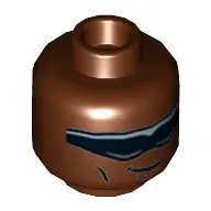 Minifig Head Power Man, Black and Silver Sunglasses, Crooked Smile, Cheek Lines Print [Hollow Stud]