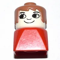 Duplo 2 x 2 x 2 Figure Brick Early, Long Swept Hair Fabuland Brown, Eyelashes Print