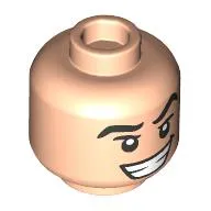 Minifig Head Gaston, Black Raised Eyebrow, Crooked Smile Teeth / Angry Scowl print