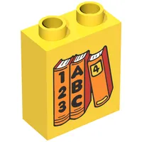 Duplo Brick 1 x 2 x 2 with Three Books Print, ABC and 123