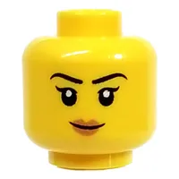 Minifig Head Falconer, Medium Nougat Lips, Determined Smile / Surprised Open Mouth Smile Print