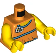 Torso Halter Top with Medium Blue Trim and Flowers Front / '2012 The LEGO Store Overland Park, KS' on Back Print, Yellow Arms and Hands