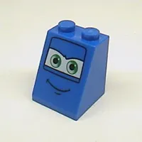 Slope 65° 2 x 2 x 2 with Bottom Tube and Eyes, Green on White Background and Smile Print 1