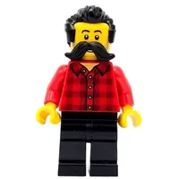 Train Worker, Red Torso, Black Legs, Black Hair, Moustache