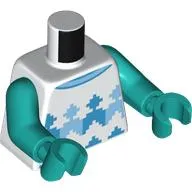 Torso, Knitted Sweater with Dark Azure/Bright Light Blue Pattern print, Dark Turquoise Arms and Hands