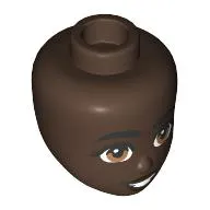 Minidoll Head, Black Eyebrows, Light Brown Eyes, Open Mouth Smile