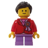 Kid, Red Torso, Medium Lavender Legs, Dark Brown Hair