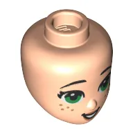 Minidoll Head with Green Eyes, Freckles, Peach Lips print