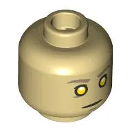 Minifig Head Data, Dark Tan Eyebrows, Gold Eyes, Neutral / Raised Eyebrow