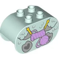 Duplo Brick 2 x 4 x 2 Rounded Ends with Sheep Body, Knitting, Wool Print