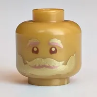 Minifig Head Santa, Gold Eyebrows and Beard, Smile Print